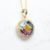 Rainbow Gemstones with Diamond Pendant in 14K Yellow Gold