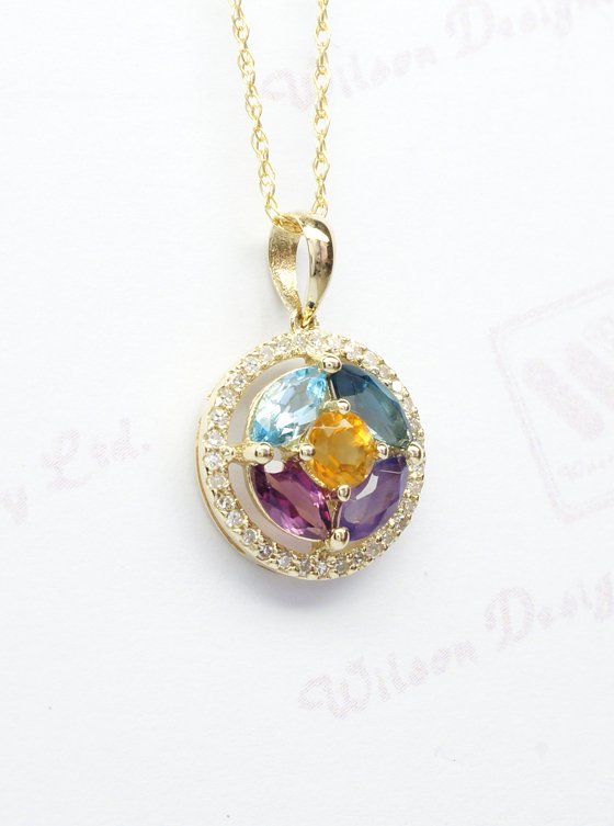 Vivienne Rainbow Pendant, 3 Golds, Diamonds & Colored Gemstones - Jewelry -  Categories
