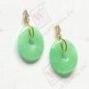 Dyed Green Jade Donut Earrings with Diamond in 14K Yellow Gold - Image 2