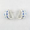 Dyed Blue Jade with Blue Topaz Clip Earrings S925 - Image 2