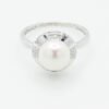 Button Fresh Water Pearl with Diamond Ring in 14K White Gold - Image 2