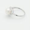 Button Fresh Water Pearl with Diamond Ring in 14K White Gold - Image 4