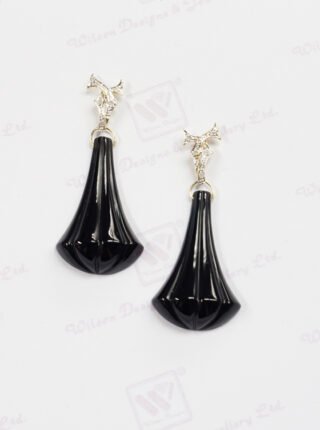 Sculpted Black Agate Earrings