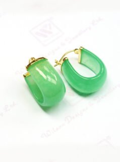 U-Shaped Dyed Green Jade Hoop Earrings