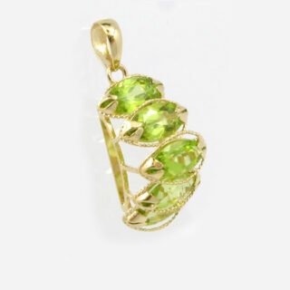 Marquise Shaped Peridot Pendant in 14K Yellow Gold