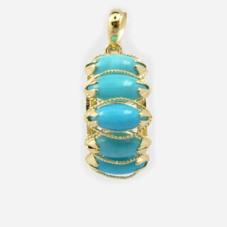 Marquise Shaped Turquoise Pendant in 14K Yellow Gold