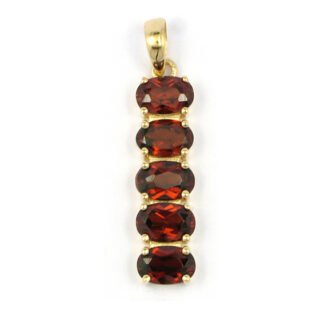 Oval Garnet Pendant with Bale in 14K Yellow Gold